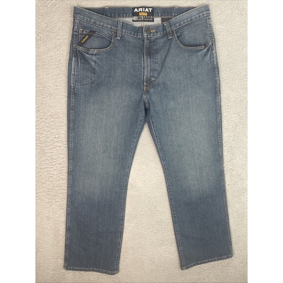Ariat Jeans Rebar M4 Low Rise Bootcut Mens 38x30 Blue - Picture 1 of 10